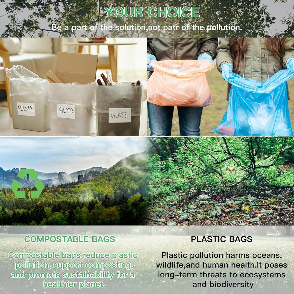 1.2-Gallon Small Trash-Bags Biodegradable Garbage-Bag - Mini Clear White Unscented Bulk 100 Counts