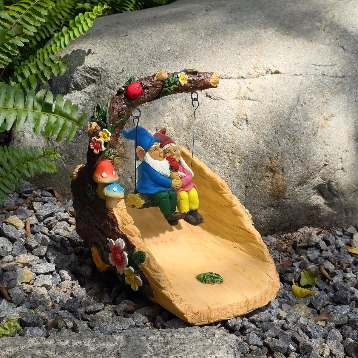 Gnome On The Swing Gutter Downspout Extension Decoration,Rain Downspout Diverter Garden