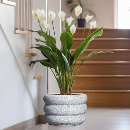 SQOWL Ceramic Plant Pots - 13.5 Inch Ceramic Planter with Drainage Hole, Large Round Planter for
