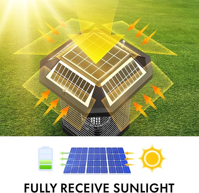 LiBa Solar Bug Zapper Outdoor, 2 in 1 Mosquito Zapper Cordless & Rechargeable, Solar Insect Killer