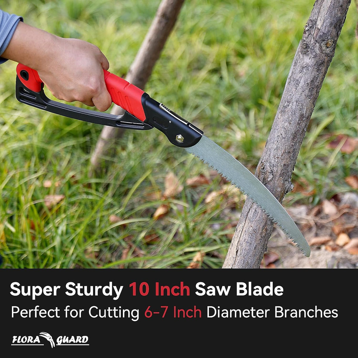 FLORA GUARD 10-Inch Folding Hand Saw, Heavy Duty Pruning Saw with Multi-Level Razer Teeth for Wood