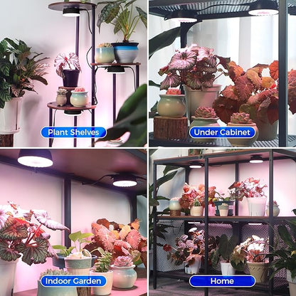 Barrina Orbgrow OG09 Puck LED Grow Light, Pinkish White 18W(2 x 9W, 270 Watt Equiv), Plant Lights