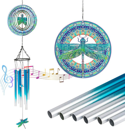 TUOKING Wind Chimes for Outside 3D Dragonfly Wind Spinner Windchimes Hanging Decoration for Outdoor