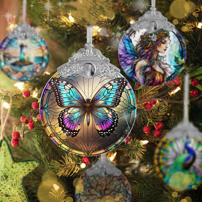Stained Glass Suncatcher Butterfly Ornament for Christmas, Holidays, Tree Decor, Home Decoration