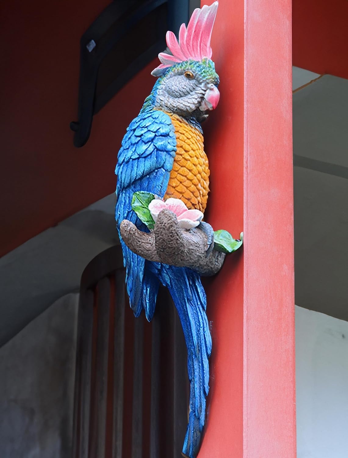 Tropical Hanging Parrot Decor,Real Resin Bird Figurines,Bird Statues,Home Ornament Decor for Tiki