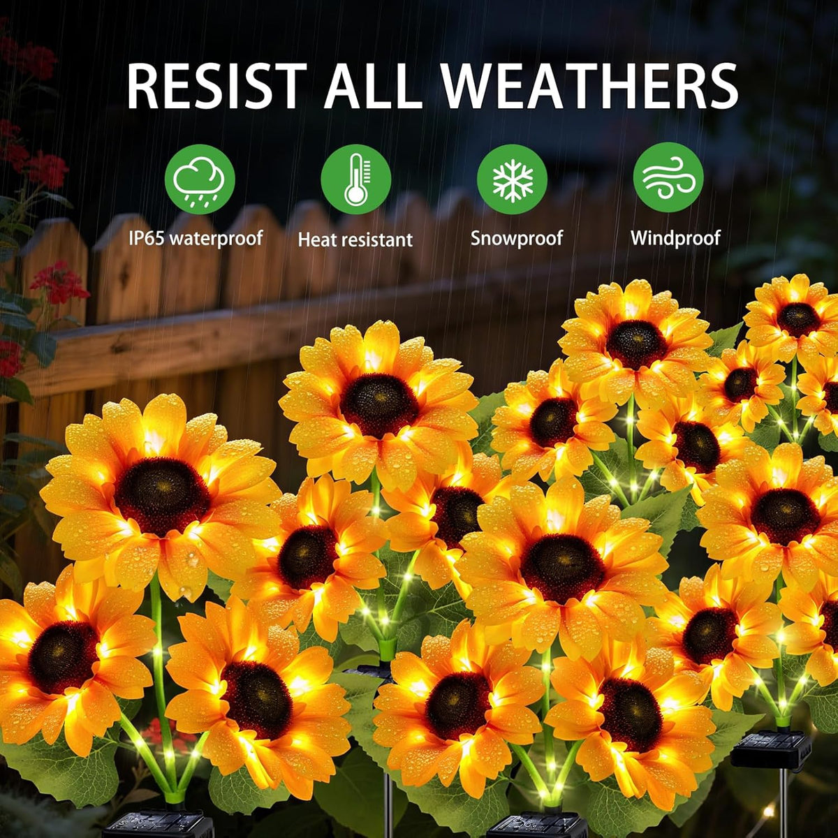 Solar Garden Lights Outdoor, 3 Pack Sunflower Lights with 9 Large Sunflower, Waterproof Garden