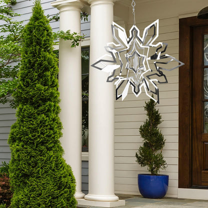 Hanging Wind Spinner Outdoor Metal Decorations, Silver Wind Spinners for Yard and Garden, 3D Mirror