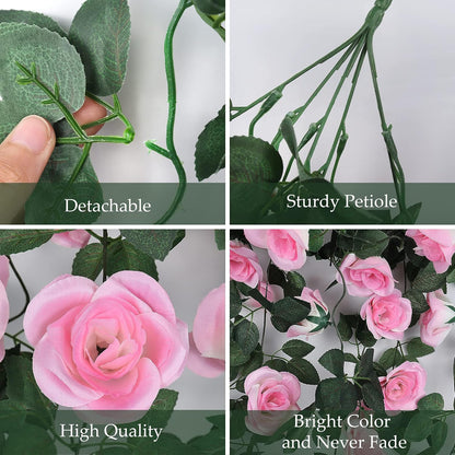 RECUTMS Fake Hanging Flower, 2PCS Artificial Rose Vine Plants Flowers Wedding Home Decoration and
