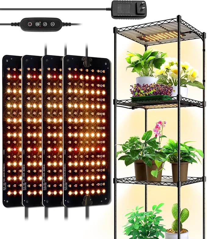 Barrina Grow Lights Panel for Indoor Plants, 40W (4 x 10W), Full Spectrum, Ultra-Thin, with 3/6/12H
