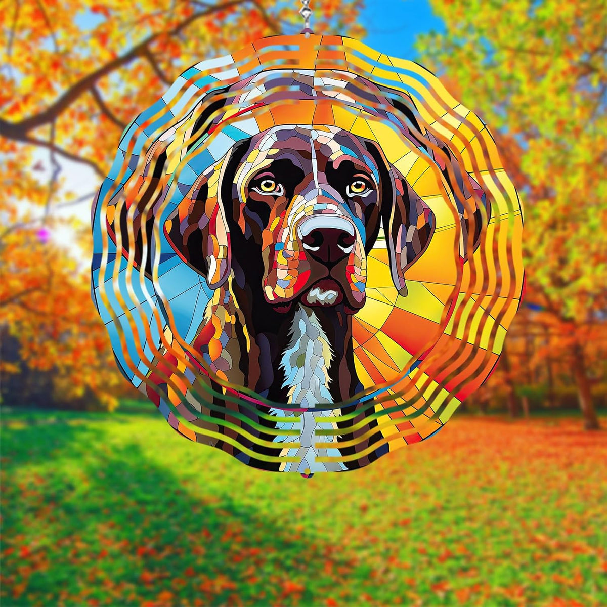German Shorthaired Pointer Dog Wind Spinners Outdoor Dog Memorial Gifts, 3D Metal Kinetic Hanging