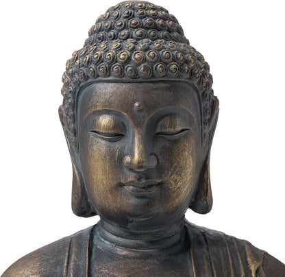 Glitzhome GH20384 22.75" Indoor Outdoor Sitting Meditating Buddha Zen Statue, 22.75 Inch Tall