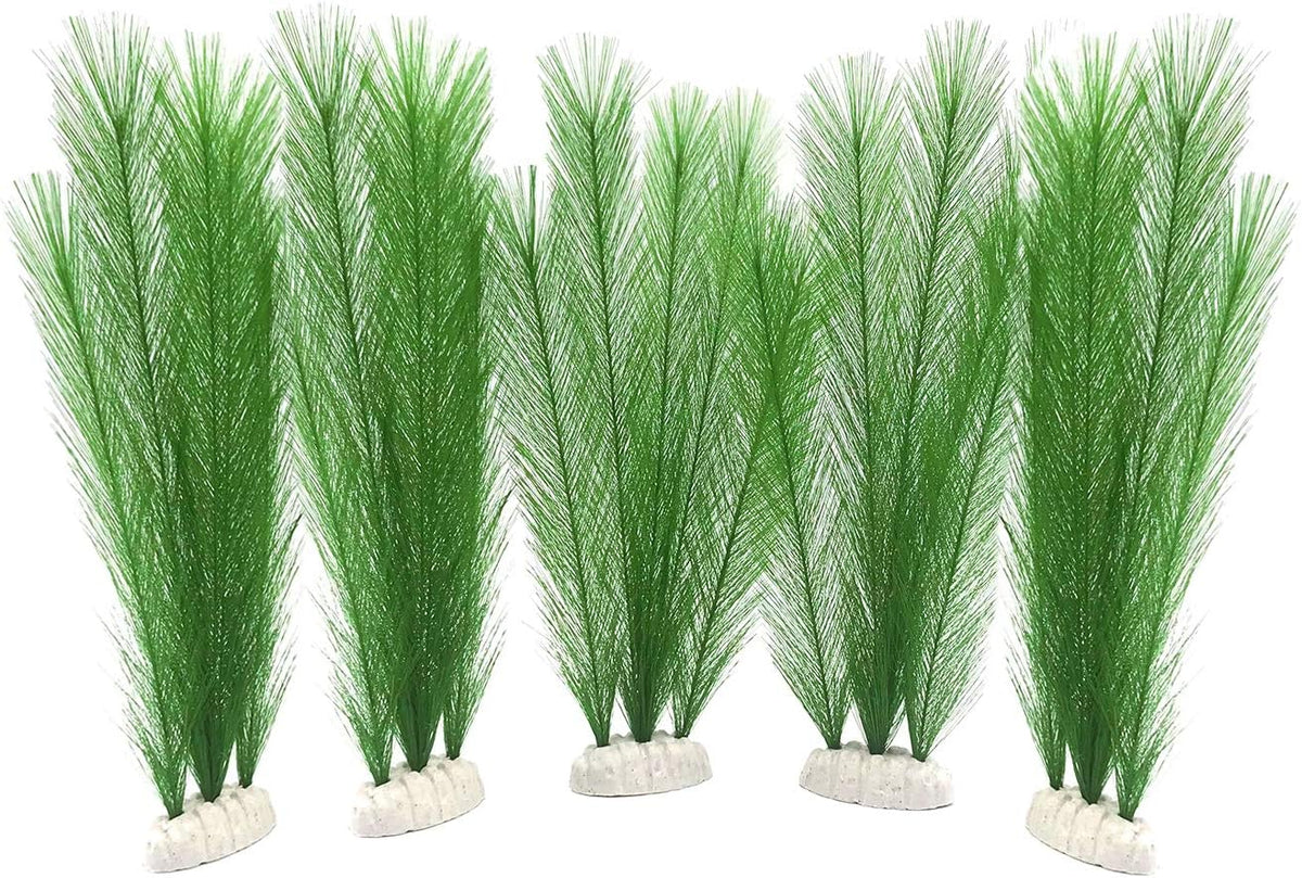 BEGONDIS Aquarium Decorations 5Pcs Fish Tank Artificial Green Water Plants Made of Silk Fabrics