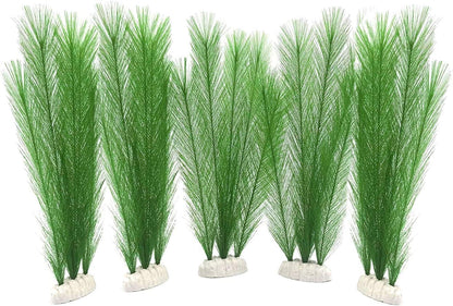 BEGONDIS Aquarium Decorations 5Pcs Fish Tank Artificial Green Water Plants Made of Silk Fabrics
