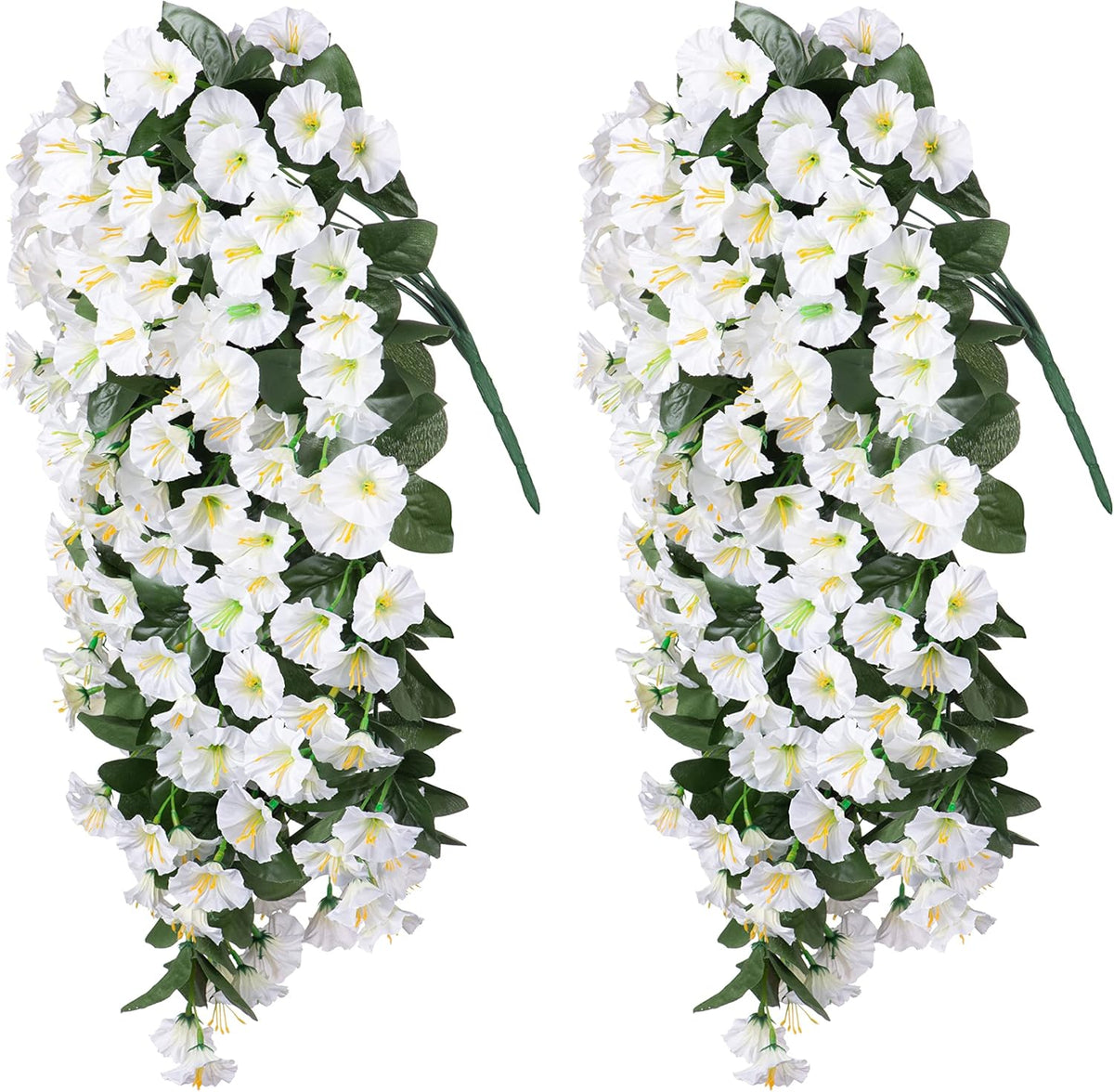 HyeFlora Artificial Fake Hanging Flowers Plants Vines for Outdoor Summer Decoration, 2PCS Faux Silk