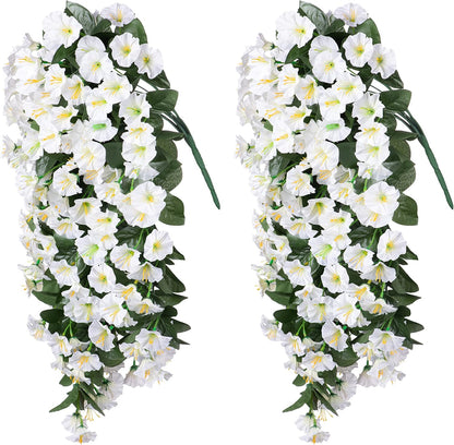 HyeFlora Artificial Fake Hanging Flowers Plants Vines for Outdoor Summer Decoration, 2PCS Faux Silk