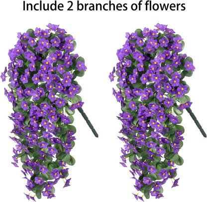 HyeFlora Artificial Faux Hanging Plants Flowers Vines for Outdoor Outside Fall Decoration, 2PCS