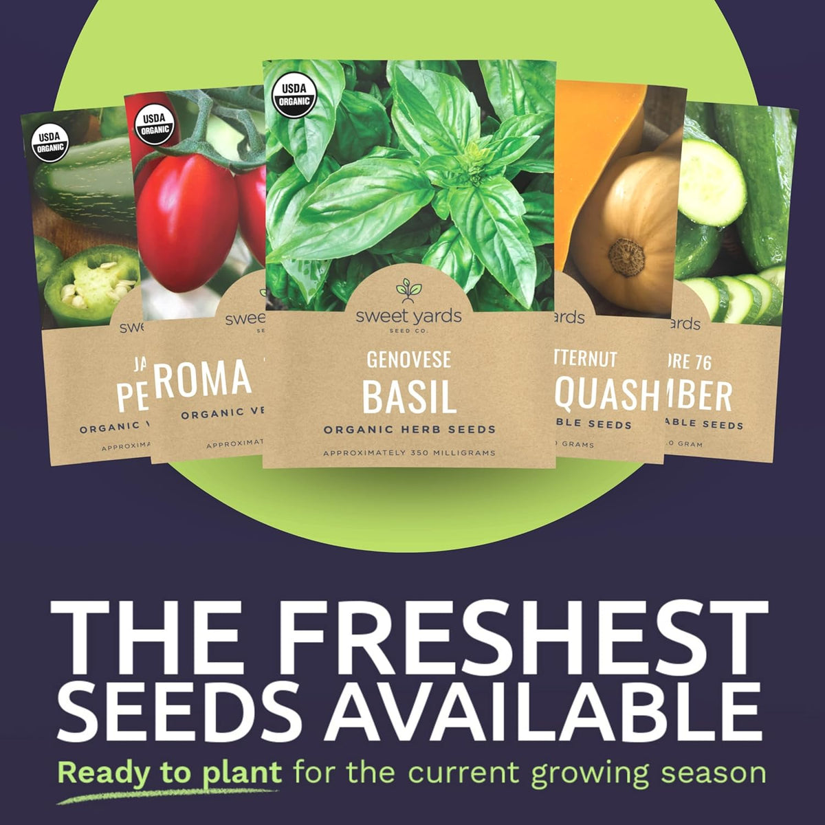 Organic Seeds Gardener Variety Pack - 30 Individual Packs - 2025 Season - Arugula, Basil, Winter