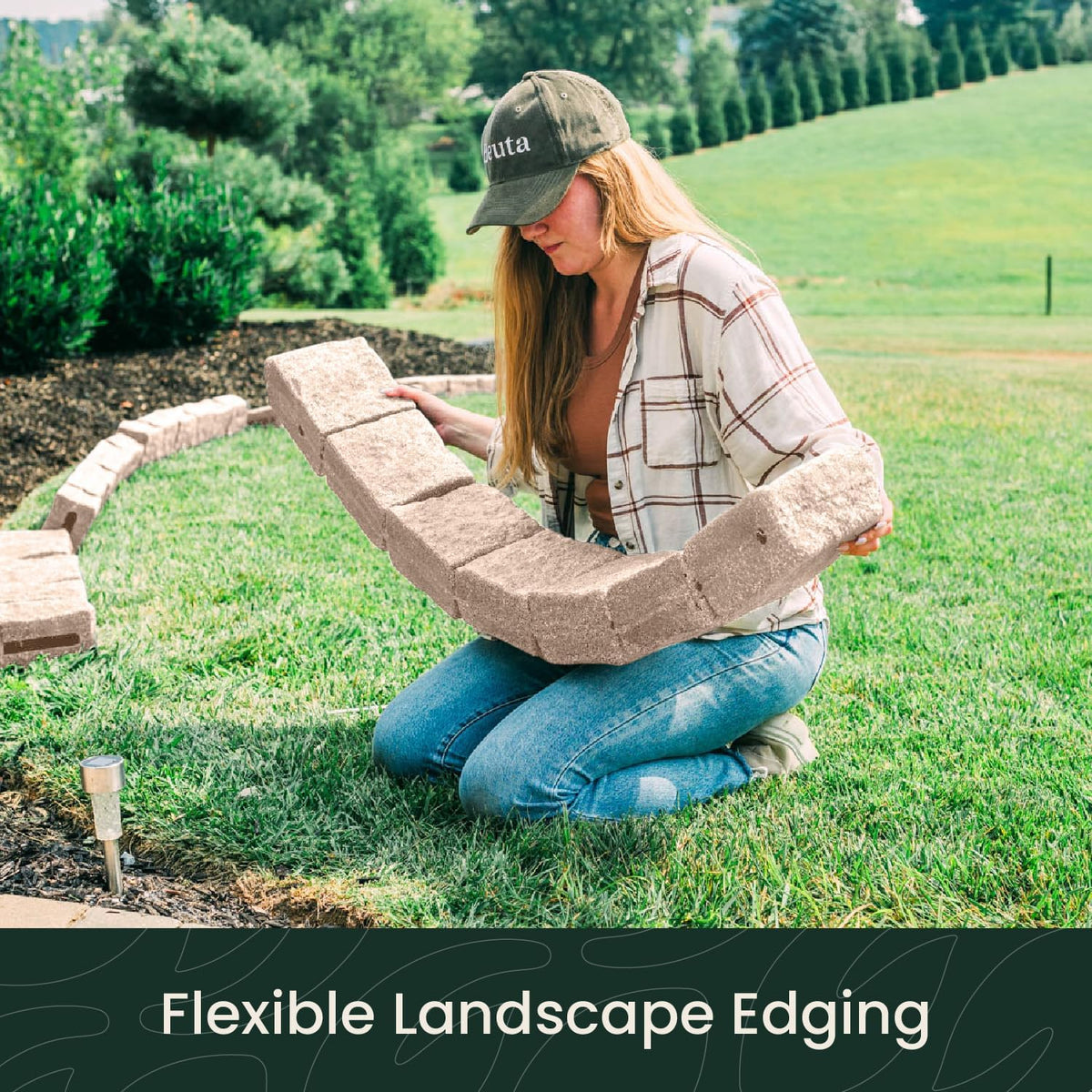 Beuta Landscape Edging | Garden Edging Border | Faux Stone Blocks for Lawn Edging, Flower Beds &