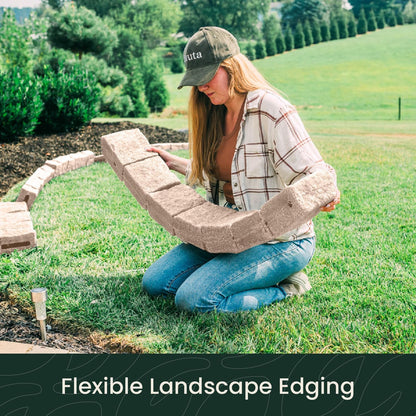 Beuta Landscape Edging | Garden Edging Border | Faux Stone Blocks for Lawn Edging, Flower Beds &