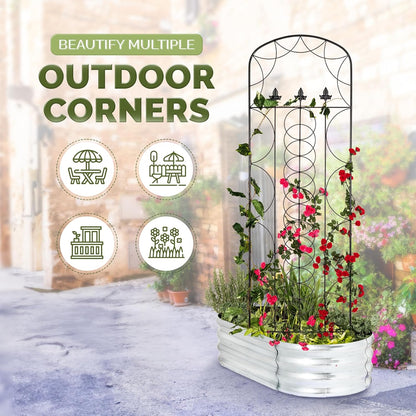 Idzo 71 in. Decorative Metal Trellis for Climbing Plants Outdoor, Heavy-Duty Steel Garden Trellis