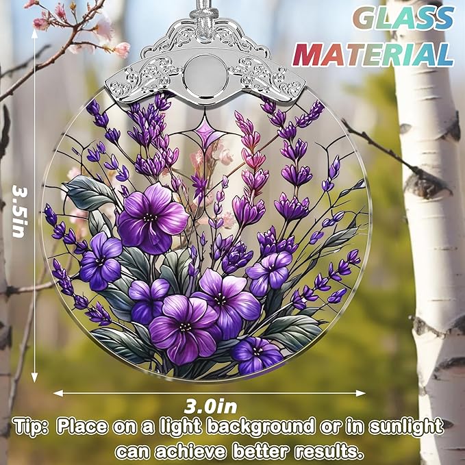 Charming Bauhinia & Violets Stained Glass Orament - Christmas Ornament - Christmas Decorations for