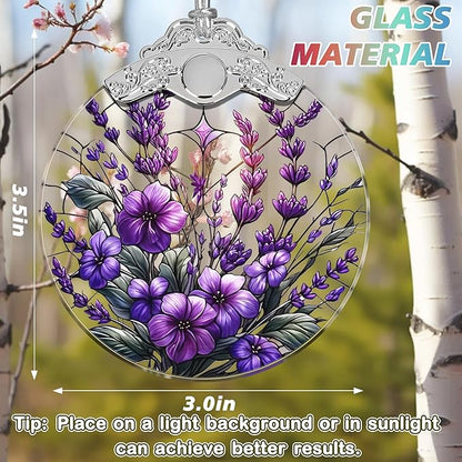Charming Bauhinia & Violets Stained Glass Orament - Christmas Ornament - Christmas Decorations for