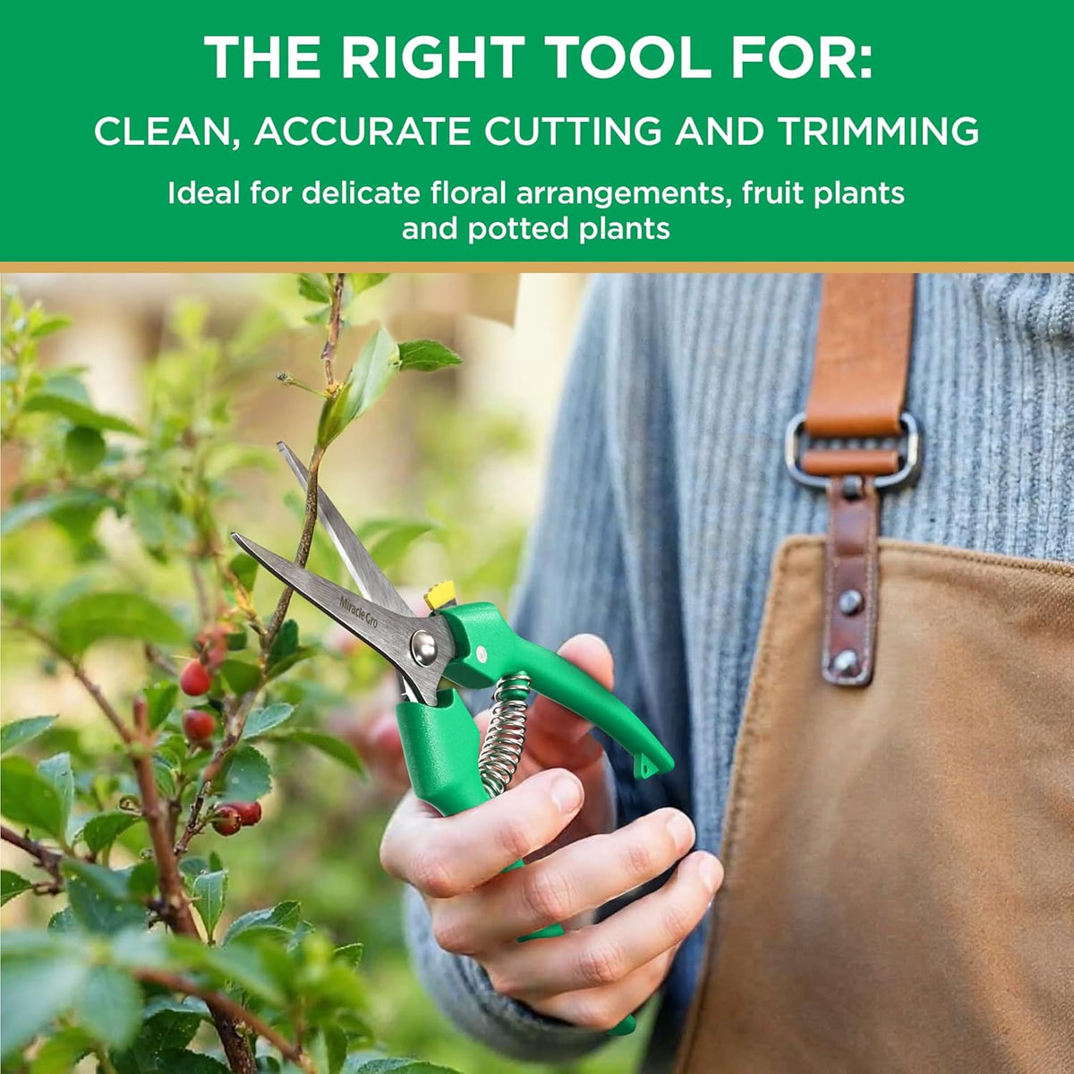 Miracle-Gro Straight Tip Floral Shears - Lightweight Gardening Scissors - Hand Pruner Pruning Shear