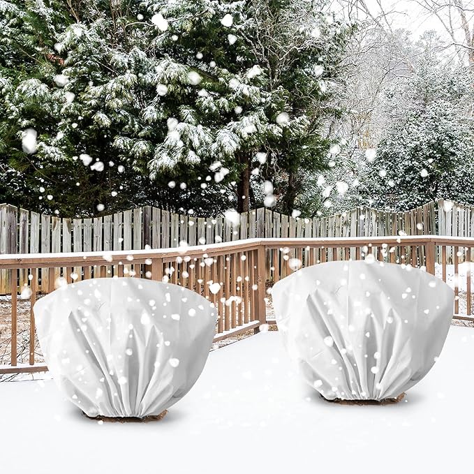 8 Pcs Plant Covers Frost Protection Bag 39.3" x 19.6" Winter Reusable Plants Jacket with Drawstring