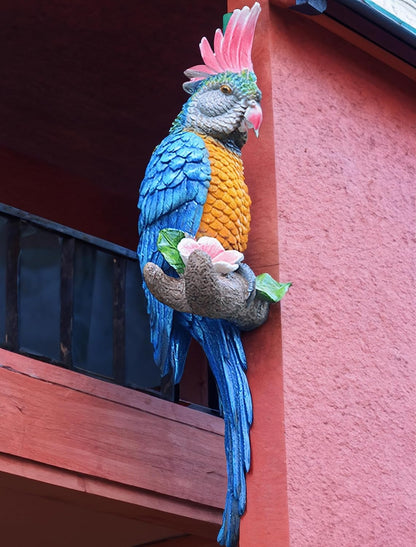 Tropical Hanging Parrot Decor,Real Resin Bird Figurines,Bird Statues,Home Ornament Decor for Tiki