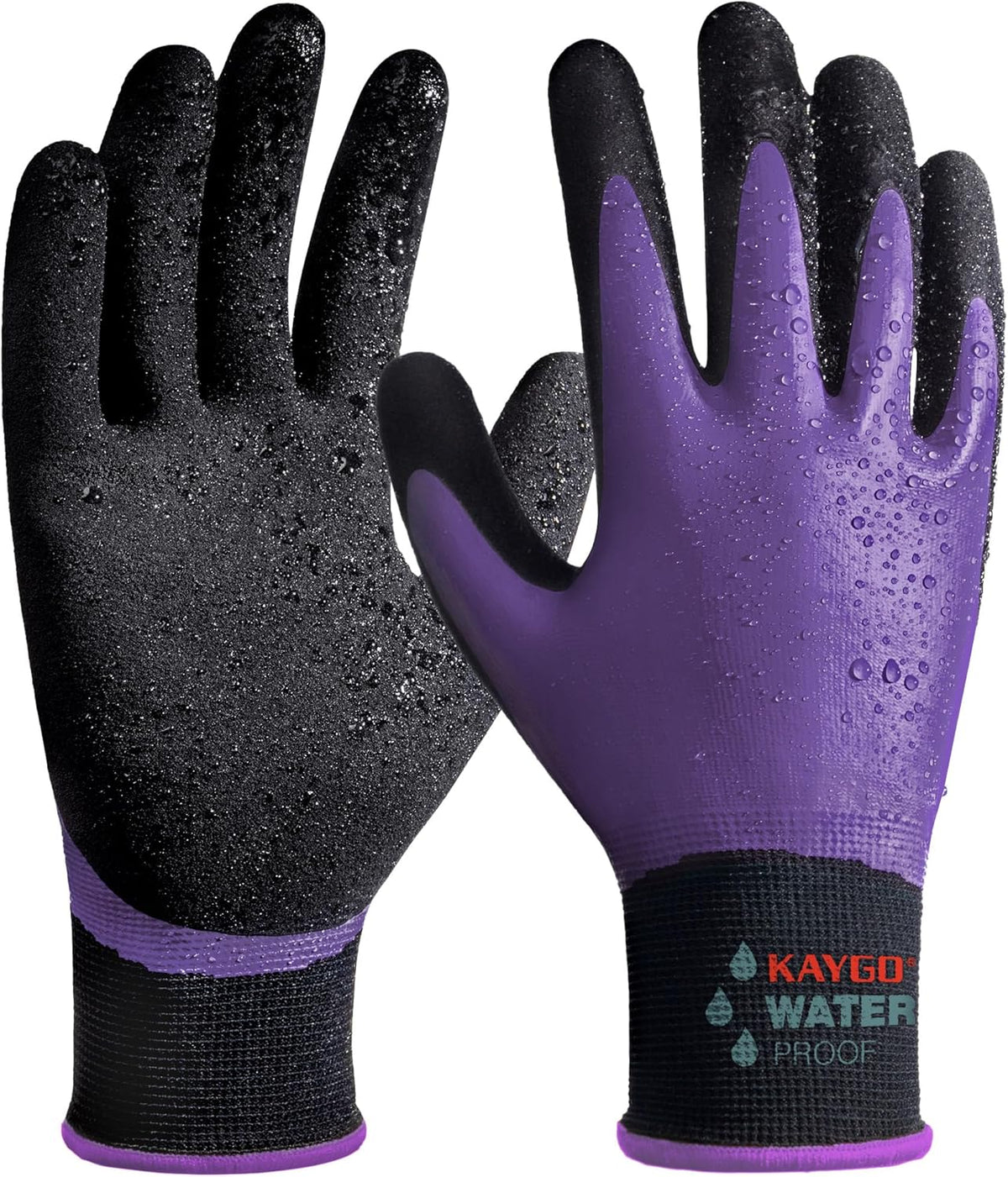 KAYGO Waterproof Work Gloves for Men and Women, Rubber Coated Non-slip Working Gloves for Garden