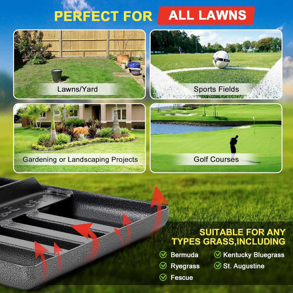 Lawn Leveling Rake - Heavy Duty 17"x10" Stainless Steel Leveler Plate,Reinforced Welds,28-60"