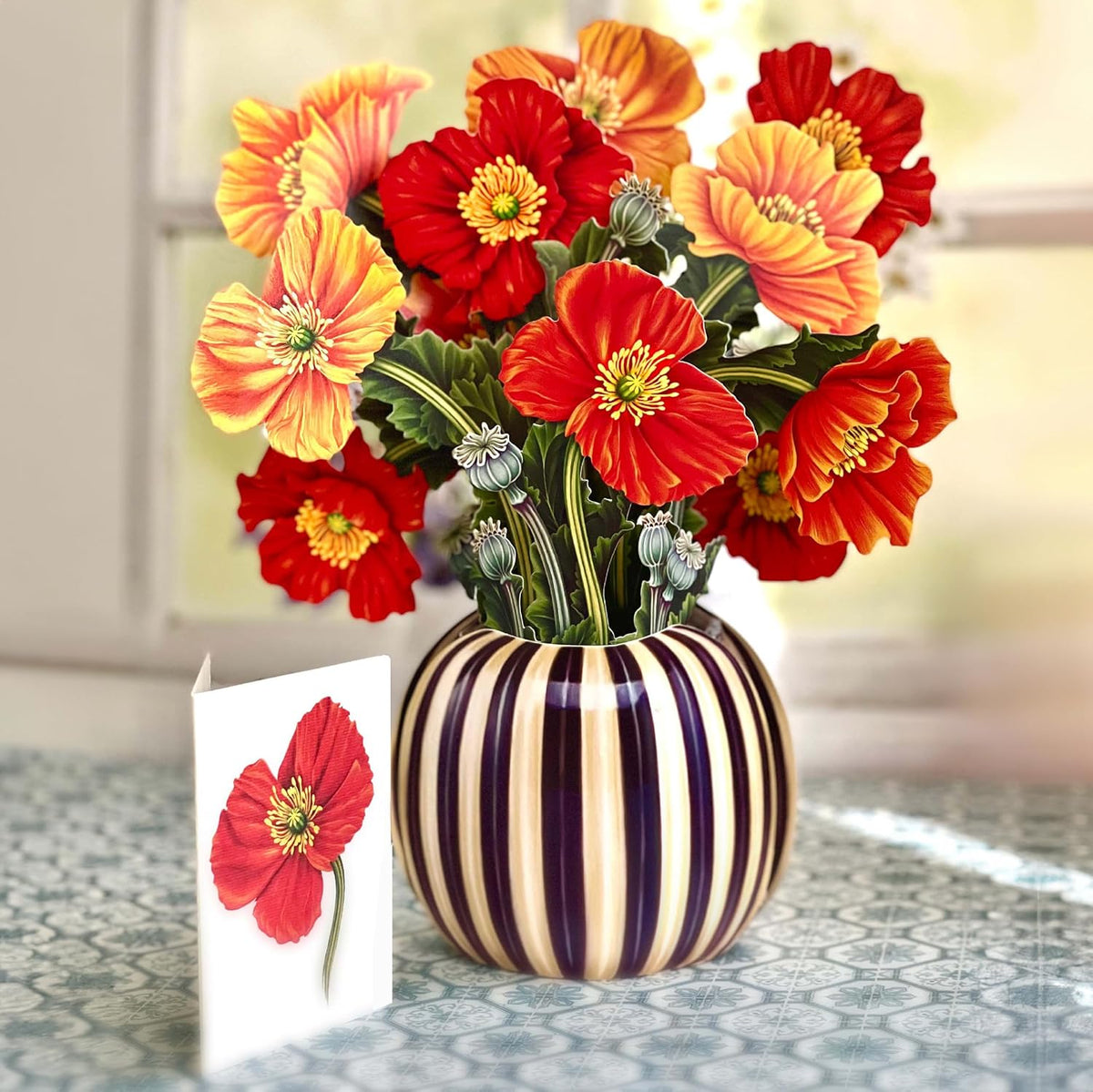 Freshcut Paper Pop Up Cards, French Blooms, 12 Inch Life Sized Forever Flower Bouquet 3D Popup