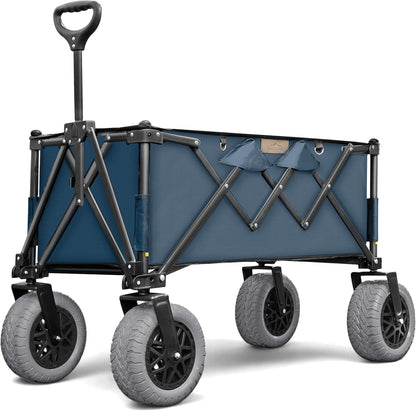 Folding Beach Wagon with Big All-Terrain Wheels for Off-Road Use (Sand/Gravel/Camping Trails) Extra