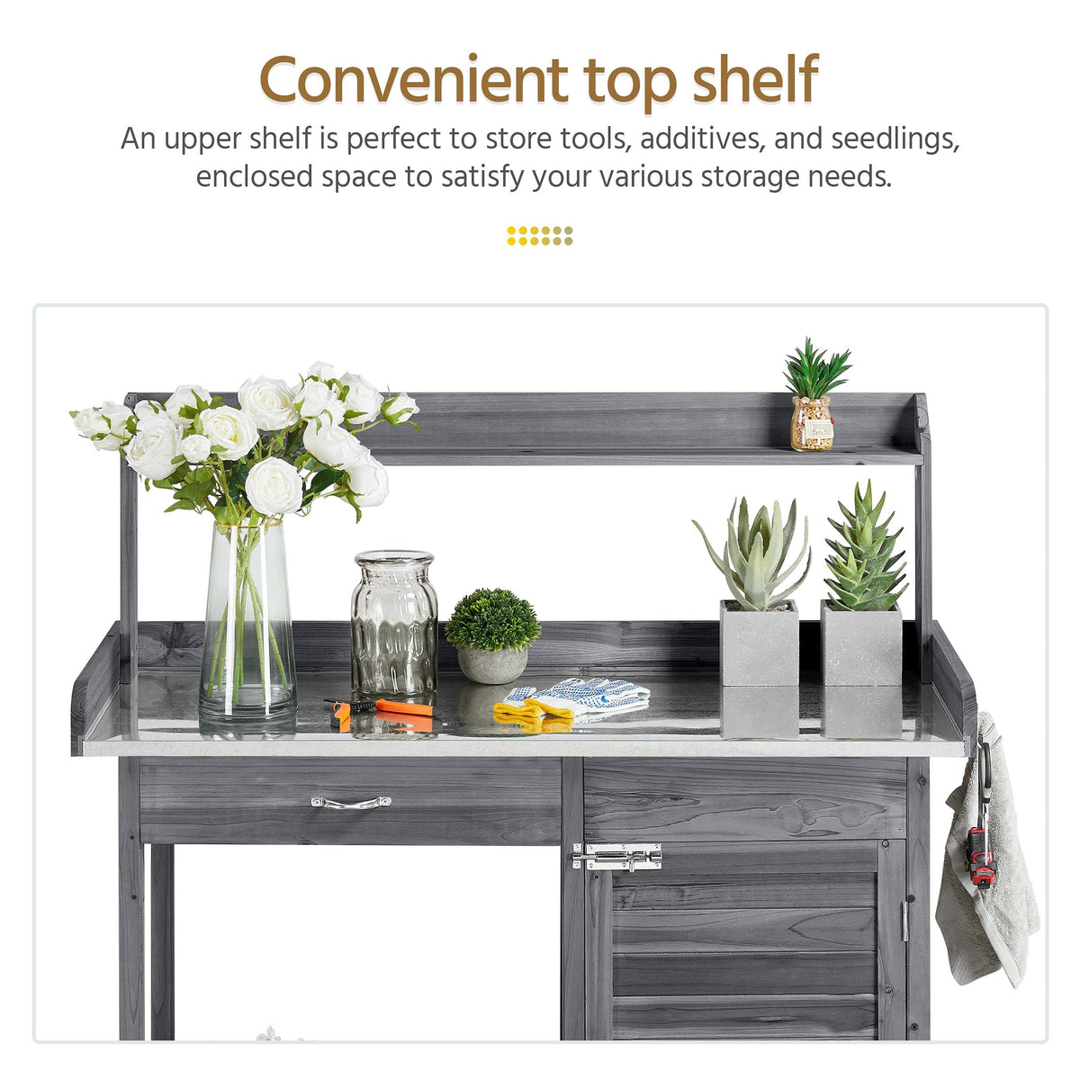 Yaheetech Potting Bench Outdoor Potting Table with Storage,Gray