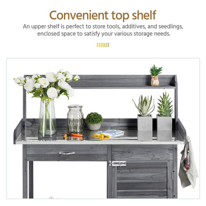 Yaheetech Potting Bench Outdoor Potting Table with Storage,Gray