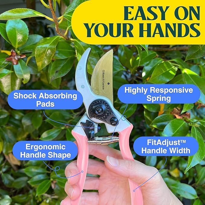 Haus & Garten ClassicPRO 8.5" Premium Titanium Bypass Garden Shears - Use as Pruners, Pruning