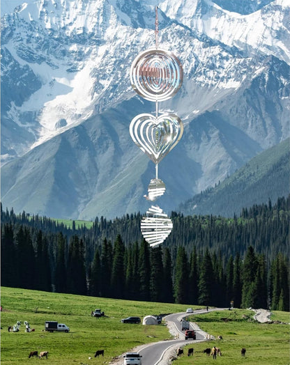 3D Wind Sculptures & Spinners Flowing-Light Effect Wind Spinners Outdoor Garden Decor Metal Square