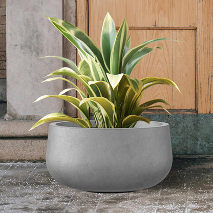 Kante 19.6" Dia Round Concrete Planter, Cement Plant Pots with Drainage Hole and Rubber Plug for