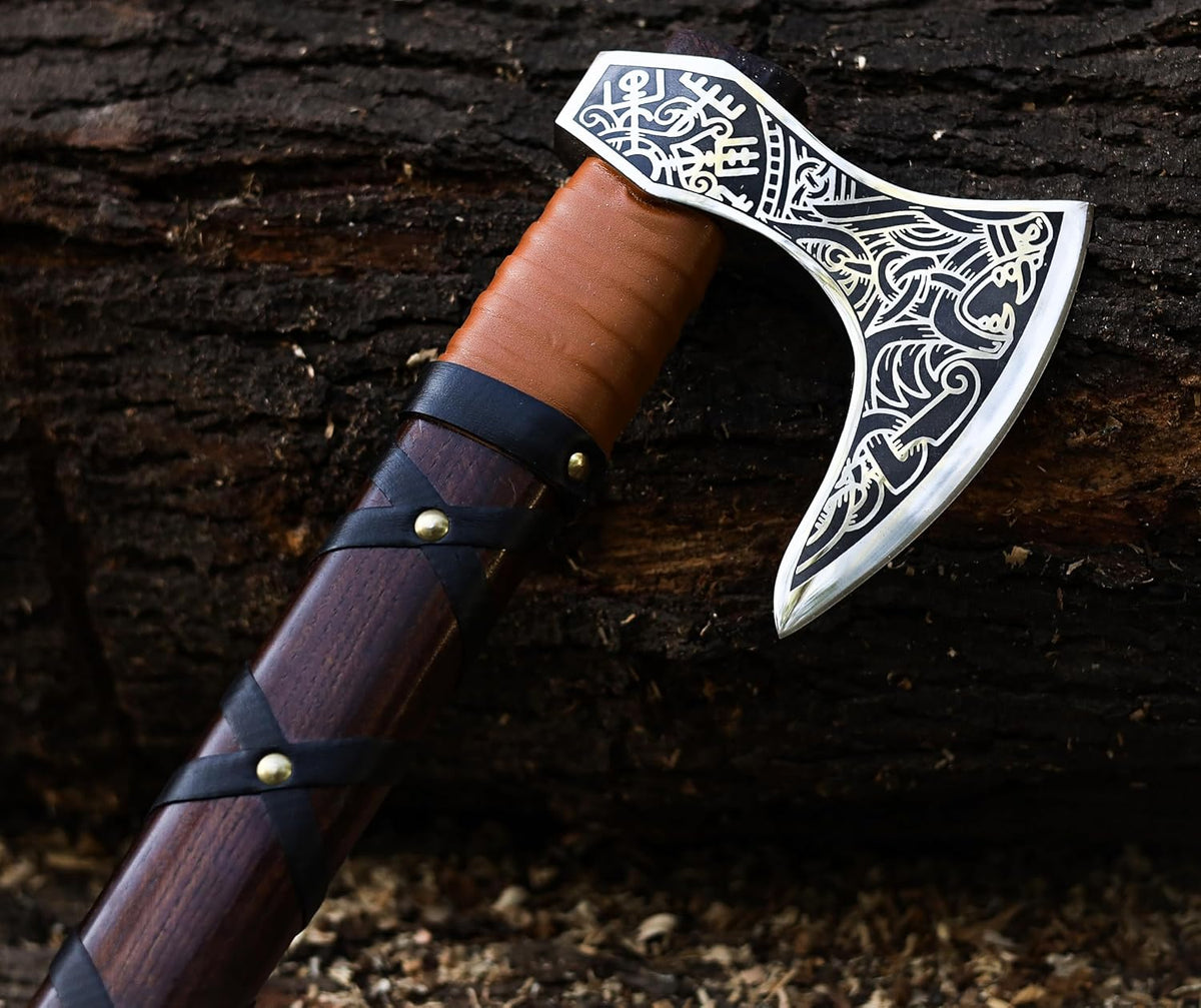 SHINY CRAFTS-Axes Viking Axe Hatchet Norse Axe Best Tomahawk Viking Bearded Axe- Beautiful Camping