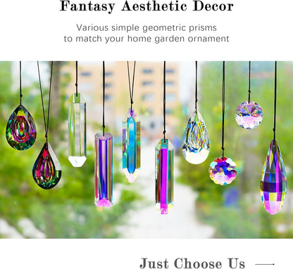 HDCRYSTALGIFTS 3 Pack 5" Large Crystal Sun Catcher Prisms for Windows, AB Colored Suncatcher
