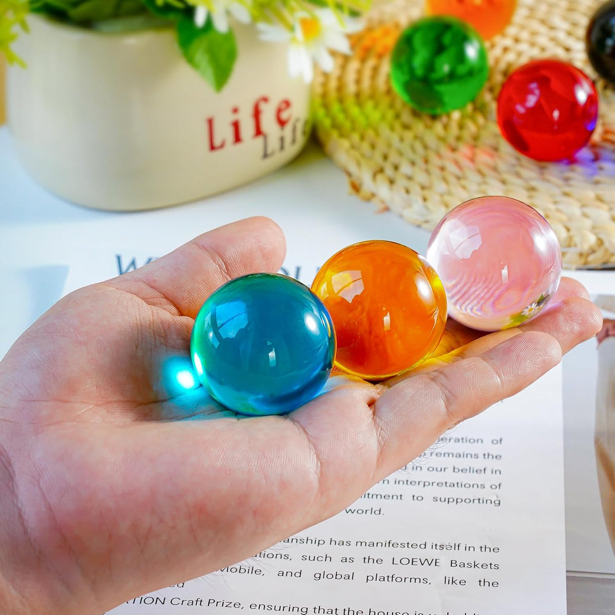 8pcs Colorful Crystal Balls Decoration for Home 40mm Rainbow Color Glass Balls Healing Spheres