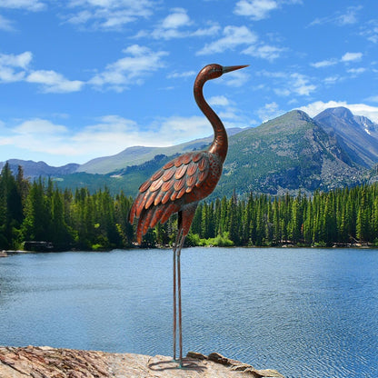 chisheen Outdoor Garden Crane Statues and Sculptures Metal Yard Art Statue for Garden Decoration