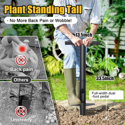 Bulb Planter Tool - 34" Long Handle Sod Plugger Lawn Plug Digger,Auto Plug Eject,Heavy Duty Garden