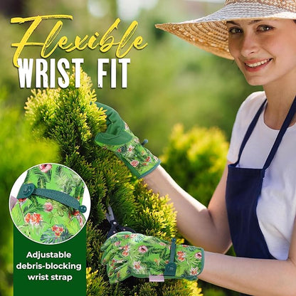 HANDLANDY Gardening Gloves for Women, Breathable Ladies Leather Garden Yard Gloves Best Gift for