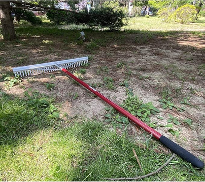 KYLIN Landscape Rake Heavy Duty with 36Tines 36Inch Wide Aluminum Head 60Inch Handle, Large Leaf