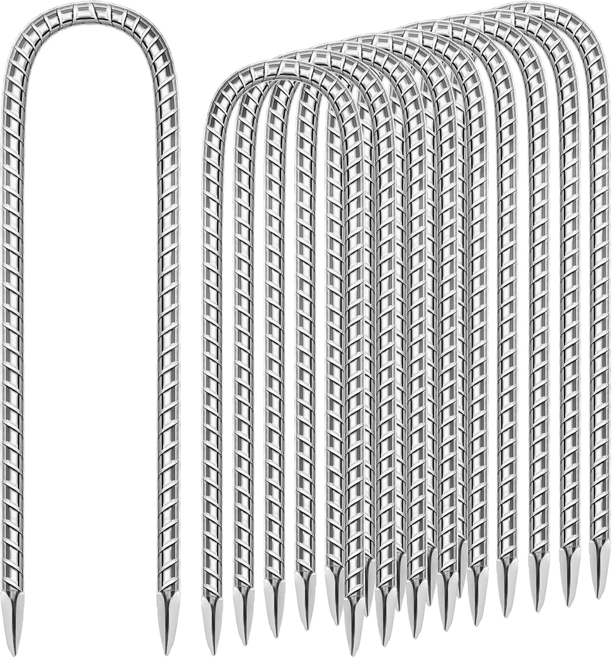 11 Pack Ground Garden Rebar Stakes Rebar 12 Inch Anti-Rust Galvanized Steel U Shape Hook Heavy Duty
