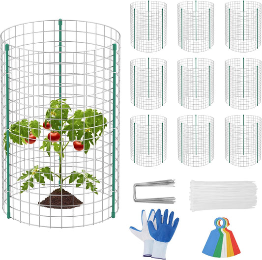 10-Set 12” x 16” Plant Protectors from Animals, Hot-Dip Galvanized Metal Mesh Plant Cages