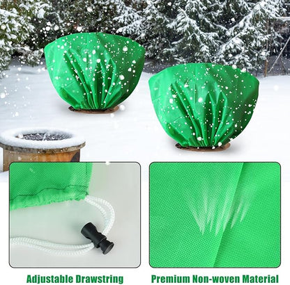 8 Pcs Plant Covers Frost Protection Bag 39.3" x 19.6" Winter Reusable Plants Jacket with Drawstring