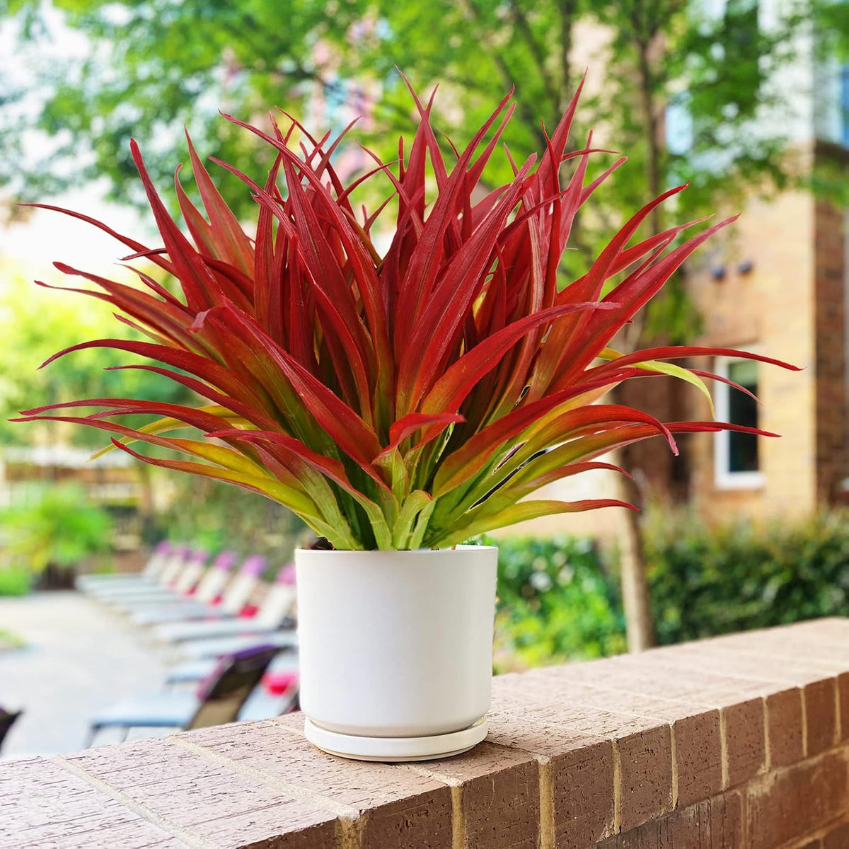 16Pcs Artificial Grass Fake Plants 17.3in Outdoor Plants UV Resistant Greenery Stems Fake Grass for
