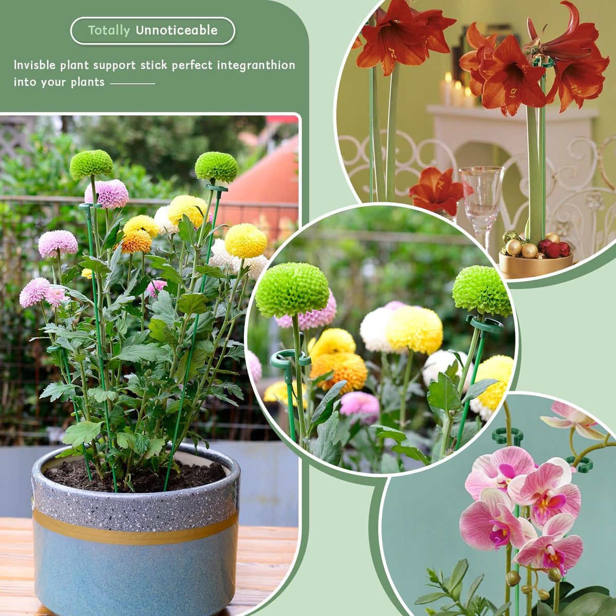Invisible Plant Sticks 17 inch &11 inch SupKing 16Pcs Orchid Stakes with Clips for Support Small